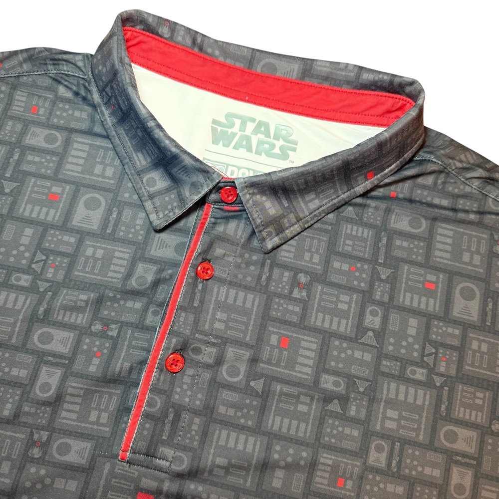 RSVLTS Star Wars Darth Vader Chest Plate Polo Shirt Mens 3XL Grey Short Sleeve